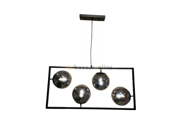 Hanglamp Illusion Smoking glass 4 lichts mix - Kader - Industrieel