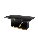 Eettafel Venus Spiegel Glas -  Zwart / Goud