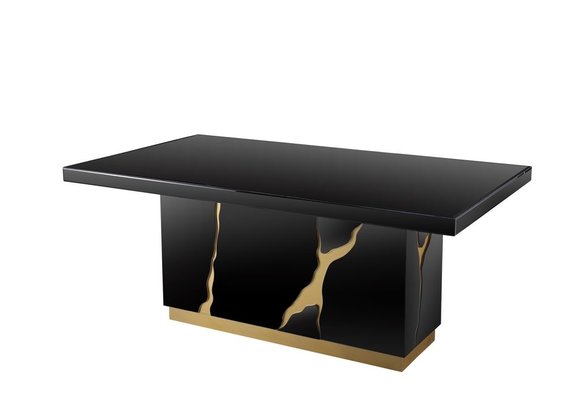 Eettafel Venus Spiegel Glas -  Zwart / Goud