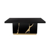 Eettafel Venus Spiegel Glas -  Zwart / Goud