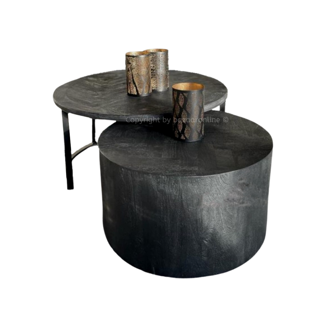 Salontafel Cilinder Black Bonito - Zwart - Set van 2 - Cilinder