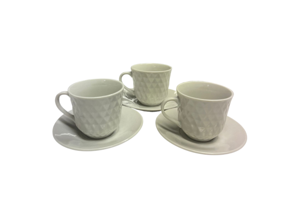 Espressoset - Diamonds - 12-delig - Wit