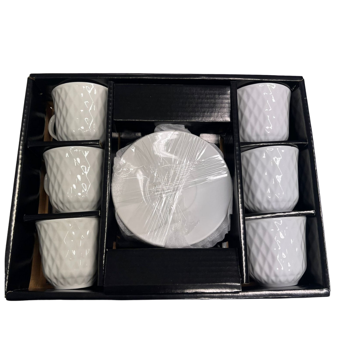 Espressoset - Diamonds - 12-delig - Wit