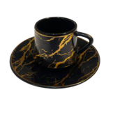 30 - delige koffie en thee set - zwart marmer / goud