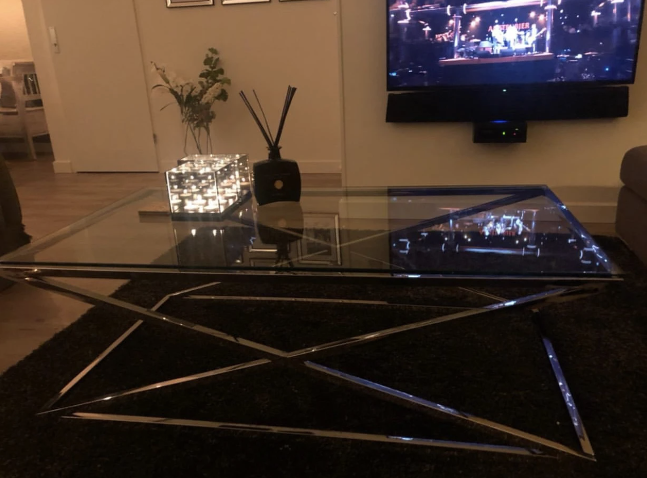 Salontafel Rixos Helder Glas 130 x 70 cm Zilver