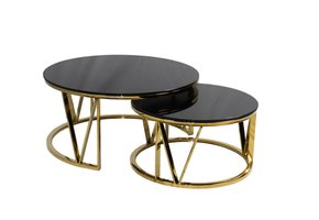 Salontafel Parky Goud Zwart glas