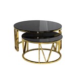 Salontafel Parky Goud Zwart glas