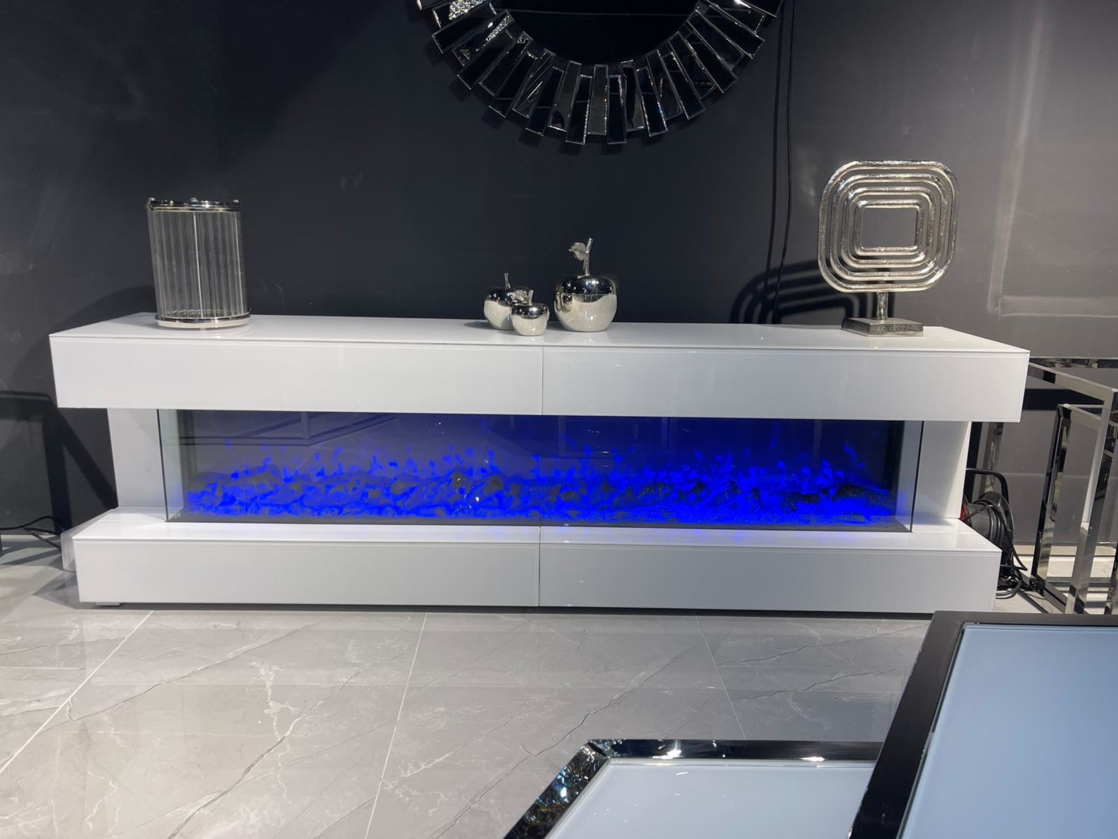 TV-meubel Oxton Wit met ingebouwde 3D sfeerhaard