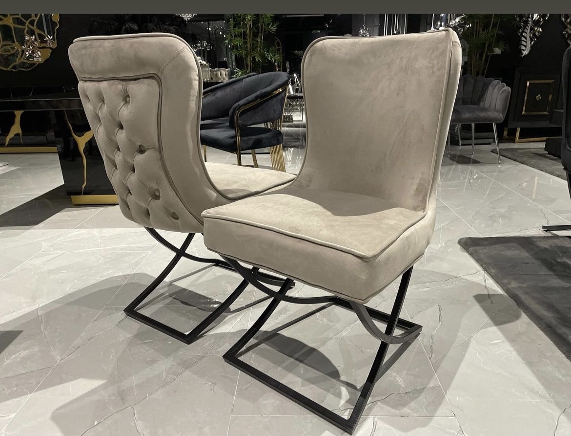 Stoel Luxor Beige Velvet / Zwart