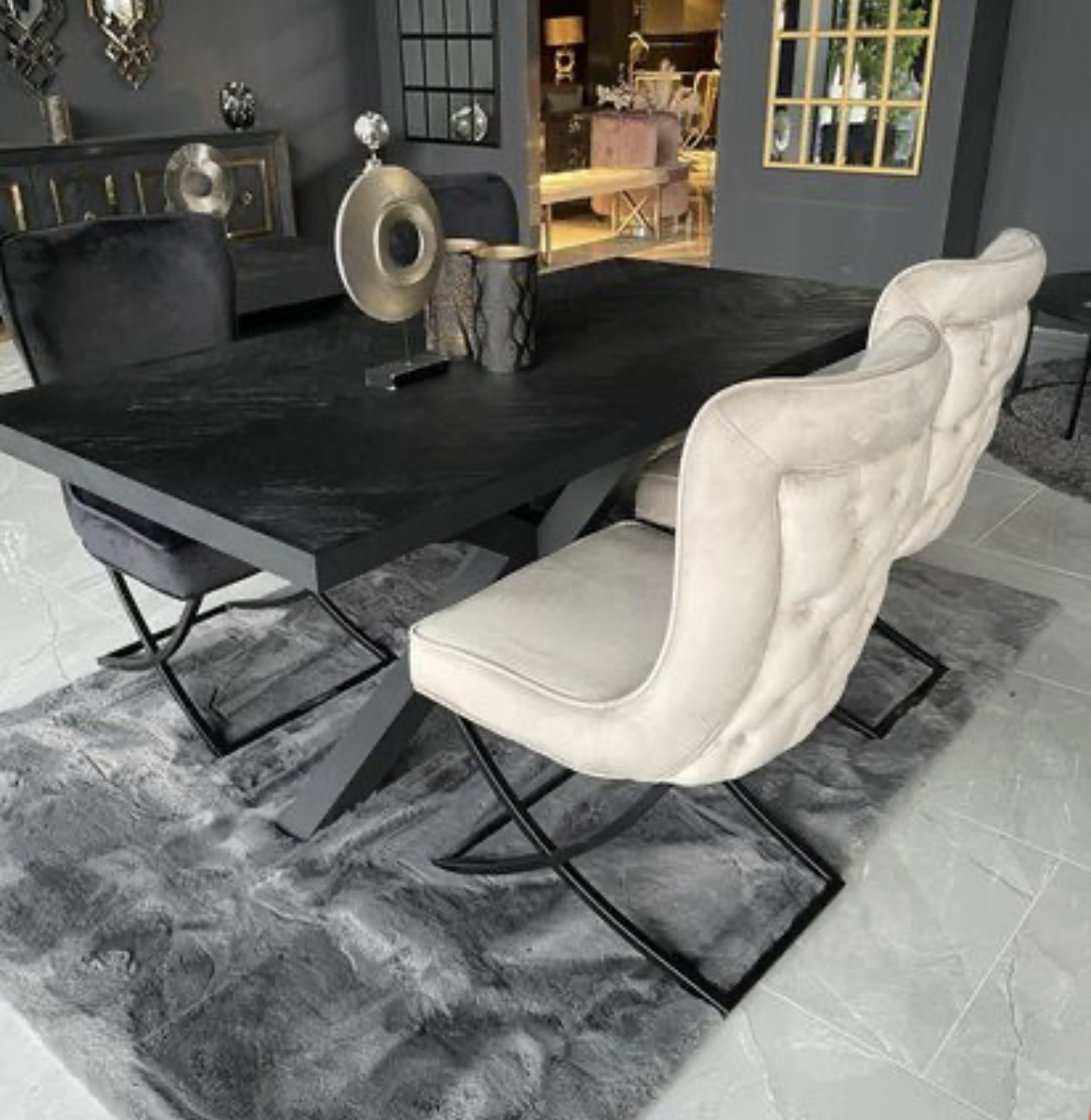 Stoel Luxor Beige Velvet / Zwart