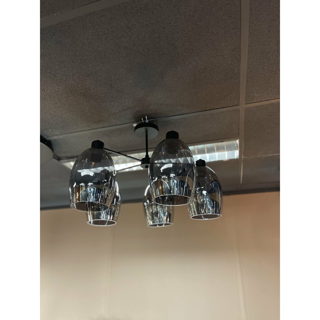 Plafondlamp Lydia - smokey glas - 5 lichts