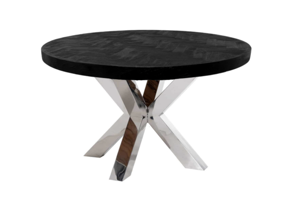 Eettafel Black Bonito Rond 130 cm - visgraat look