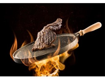 Gietijzeren pan ø 35 cm - dubbelzijdig - 3 in 1