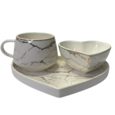 Koffiesetje - Love - 3-delig - Wit / Goud