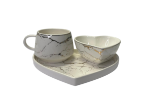 Koffiesetje - Love - 3-delig - Wit / Goud