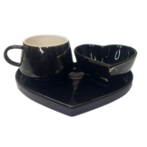 Koffiesetje - Love - 3-delig - Zwart / Goud