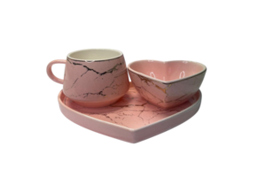 Koffiesetje - Love - 3-delig - Roze / Goud