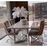 Stoel Luxor Taupe Velvet / Zilver