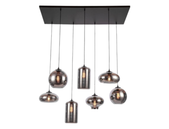 Hanglamp Smoke glas 7 lichts Mix