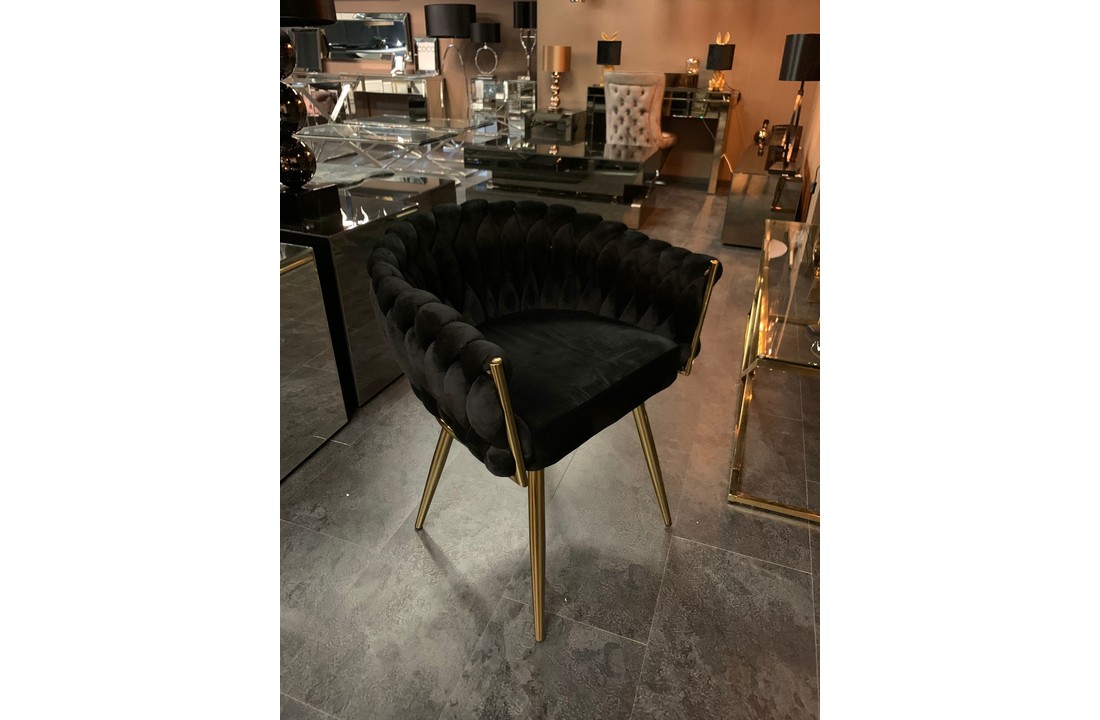 programma schuld Geroosterd Stoel Wave Chair Zwart velvet Goud In Prachtige Velvet stoffen! -  Bazaaronline