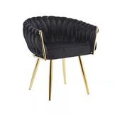 Stoel Wave Chair Zwart velvet Goud