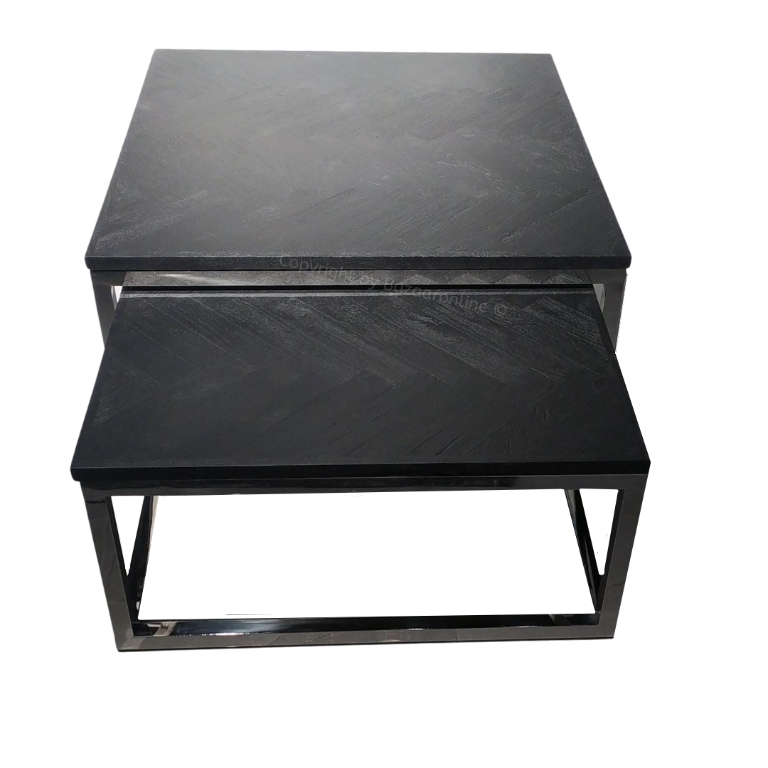 Salontafel Doblo Black Bonito - Vierkant - Set van 2