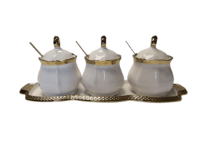 Bewaarpotten set - Thee Koffie Suiker - Wit / Goud