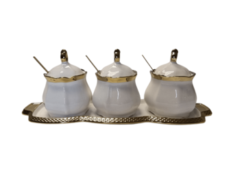 Bewaarpotten set - Thee Koffie Suiker - Wit / Goud