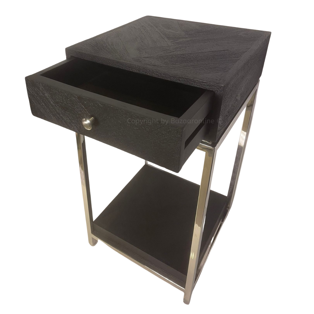 Bijzettafel - Black Bonito - visgraat look