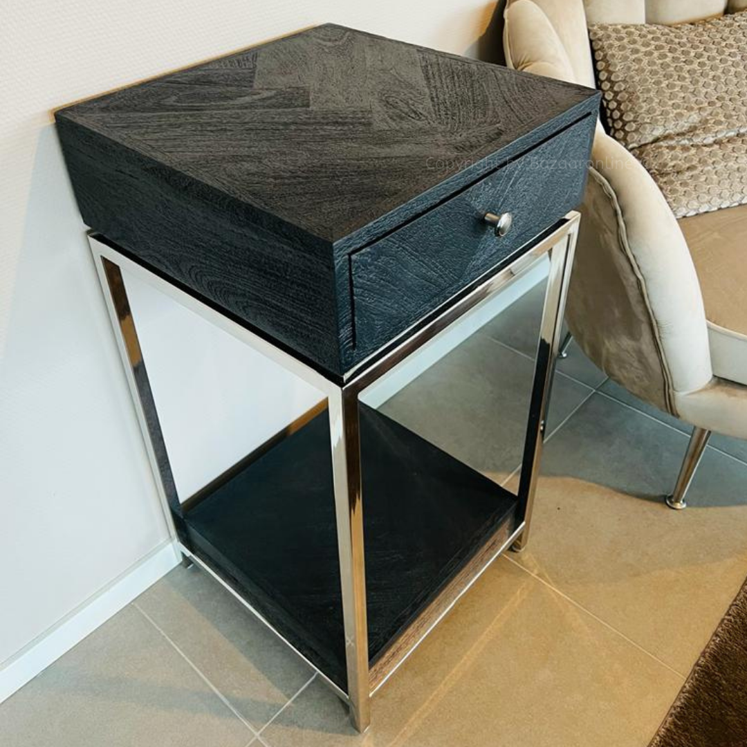 Bijzettafel - Black Bonito - visgraat look