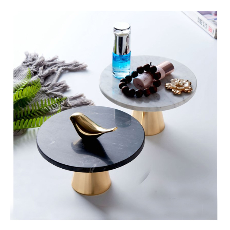 Marmeren stand/plateau - Zwart/Goud - 20 cm