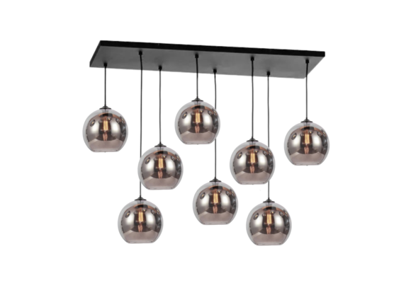 Hanglamp Smoke glas 8 lichts