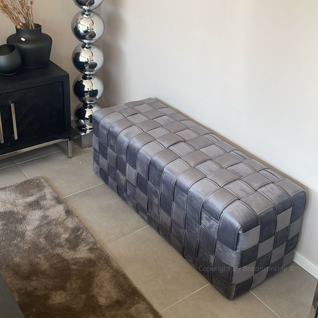 Hocker Bank Lima  - gevlochten zitbank - Grijs