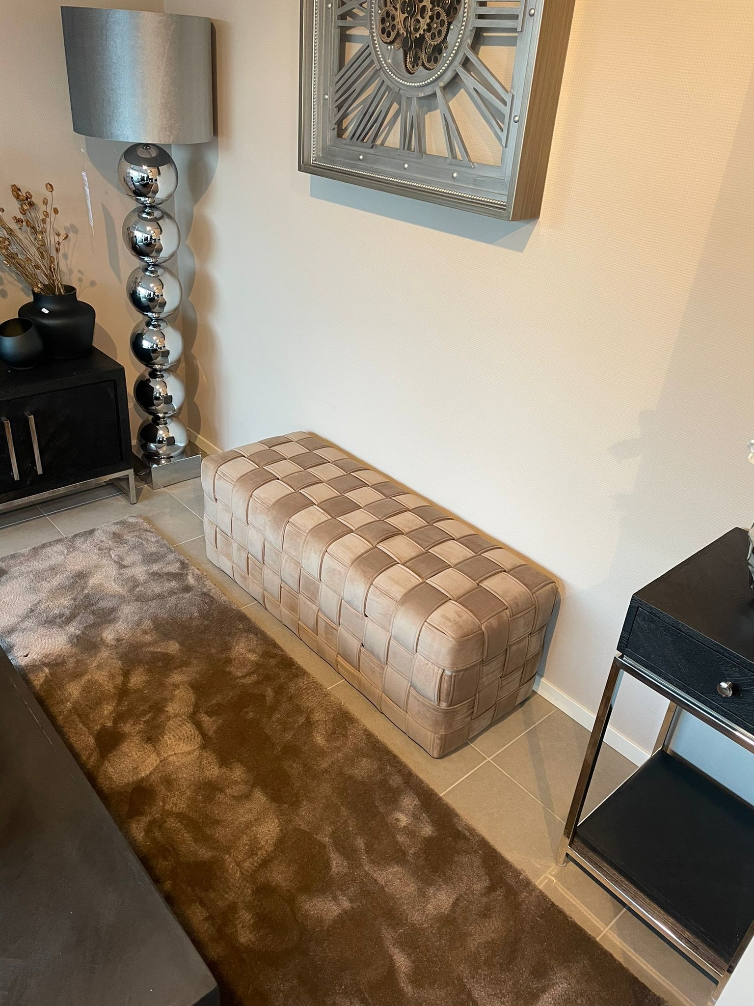 Hocker Bank Lima  - gevlochten zitbank - Taupe