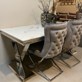 Eettafel Ferrara - Zilver/Marmer- 180cm