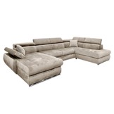 Hoekbank Canapé Taupe Velvet - met Slaapfunctie