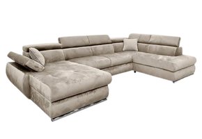Hoekbank Canapé Taupe Velvet - met Slaapfunctie