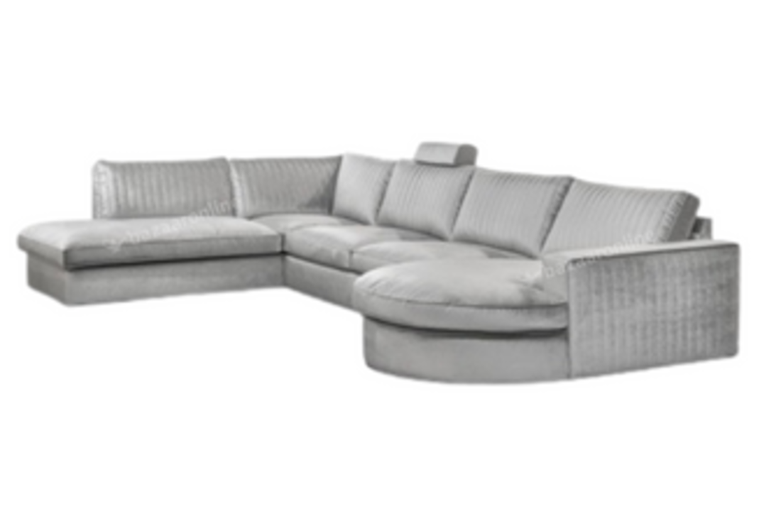gloeilamp knijpen zeven Hoekbank met een ronde lounge - Zilverkleurige hoekbank glanzend Scott -  Bazaaronline