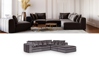 Hoekbank Caesar - Modulaire bank - Incl. Poef