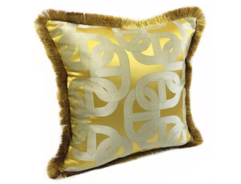 Kussen Mansour - 45 cm - Geel met fransjes