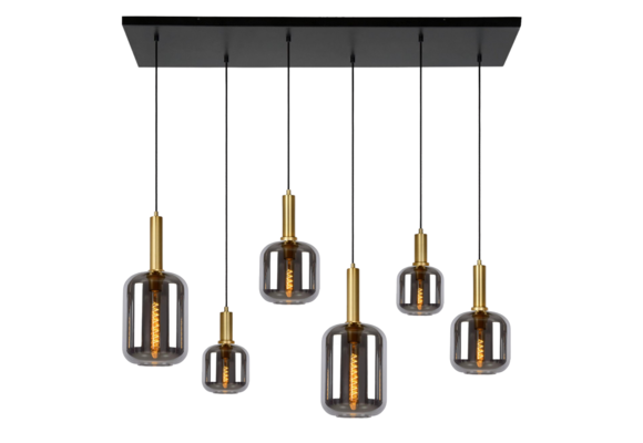 Hanglamp Tubes - Smoke glas - 6 lichts