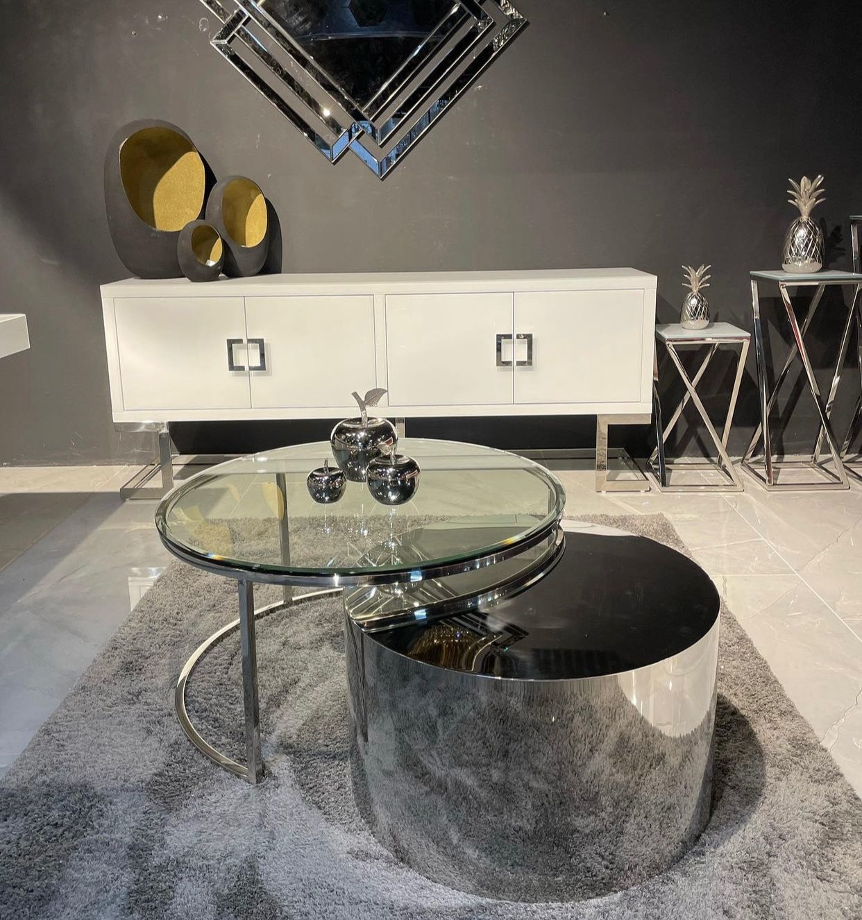 Salontafel - Colorado set van 2 - Zilver / glas