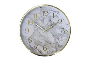 Klok Remi Marmer Wit  Goud - 44  CM