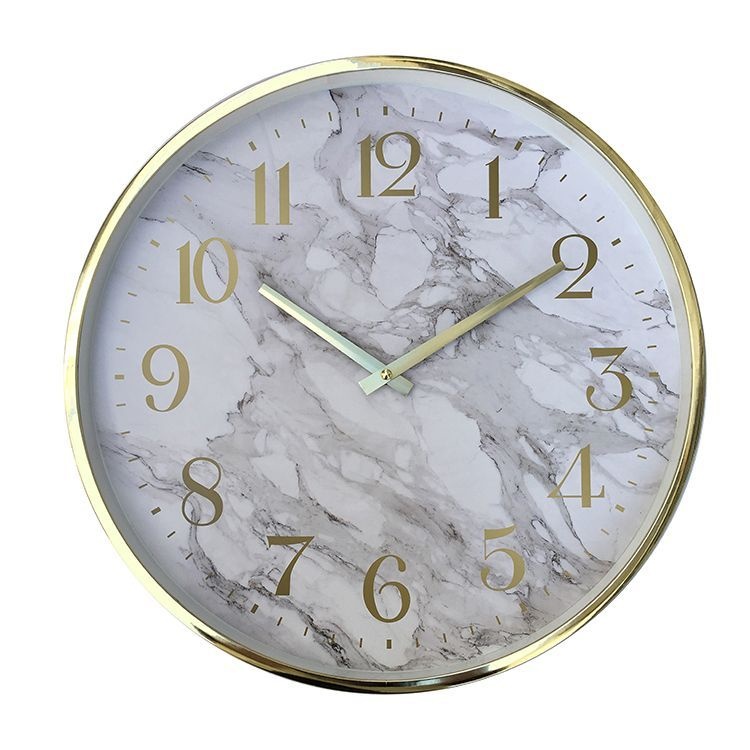 Klok Remi Marmer Wit  Goud - 44  CM