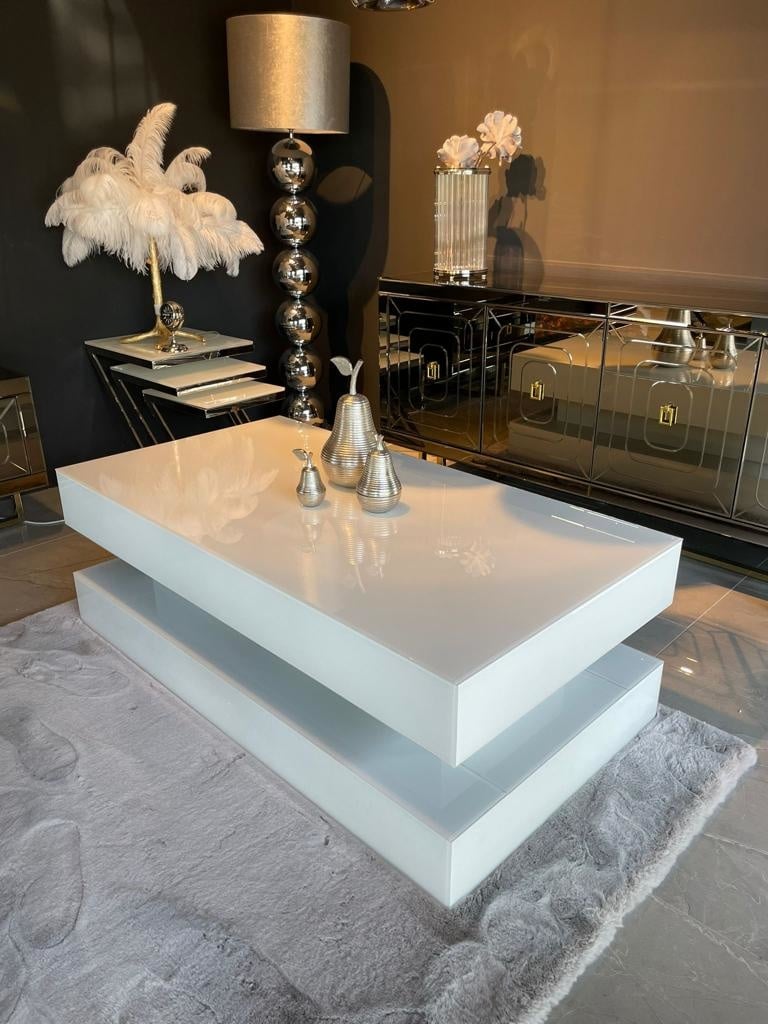 Salontafel Spiegelglas Wit Hamburger | Blocci