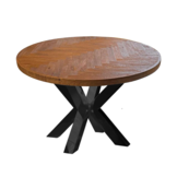 Ronde Visgraat Eettafel - Zwart - Ø 130 cm