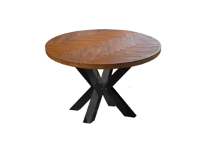 Ronde Visgraat Eettafel - Zwart - Ø 130 cm
