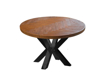 Ronde Visgraat Eettafel - Zwart - Ø 130 cm