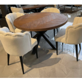 Ronde Visgraat Eettafel - Zwart - Ø 130 cm