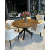 Ronde Visgraat Eettafel - Zwart - Ø 130 cm